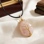 Rose Quartz Adjustable Tree of Life Drop Necklace (Size - 18+2 Ext) 45.00 Ct._8664248_1
