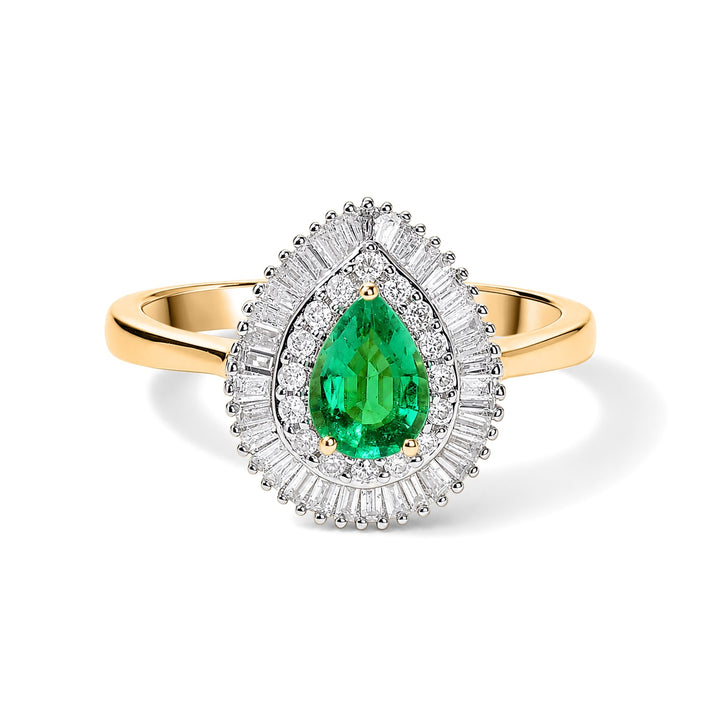 ONE TIME ONLY DEAL - 9K Yellow Gold AAA Colombian Emerald &amp; White Diamond Halo Ring, Gold Wt. 3.00 Gms 1.25 Ct. 8664514 1