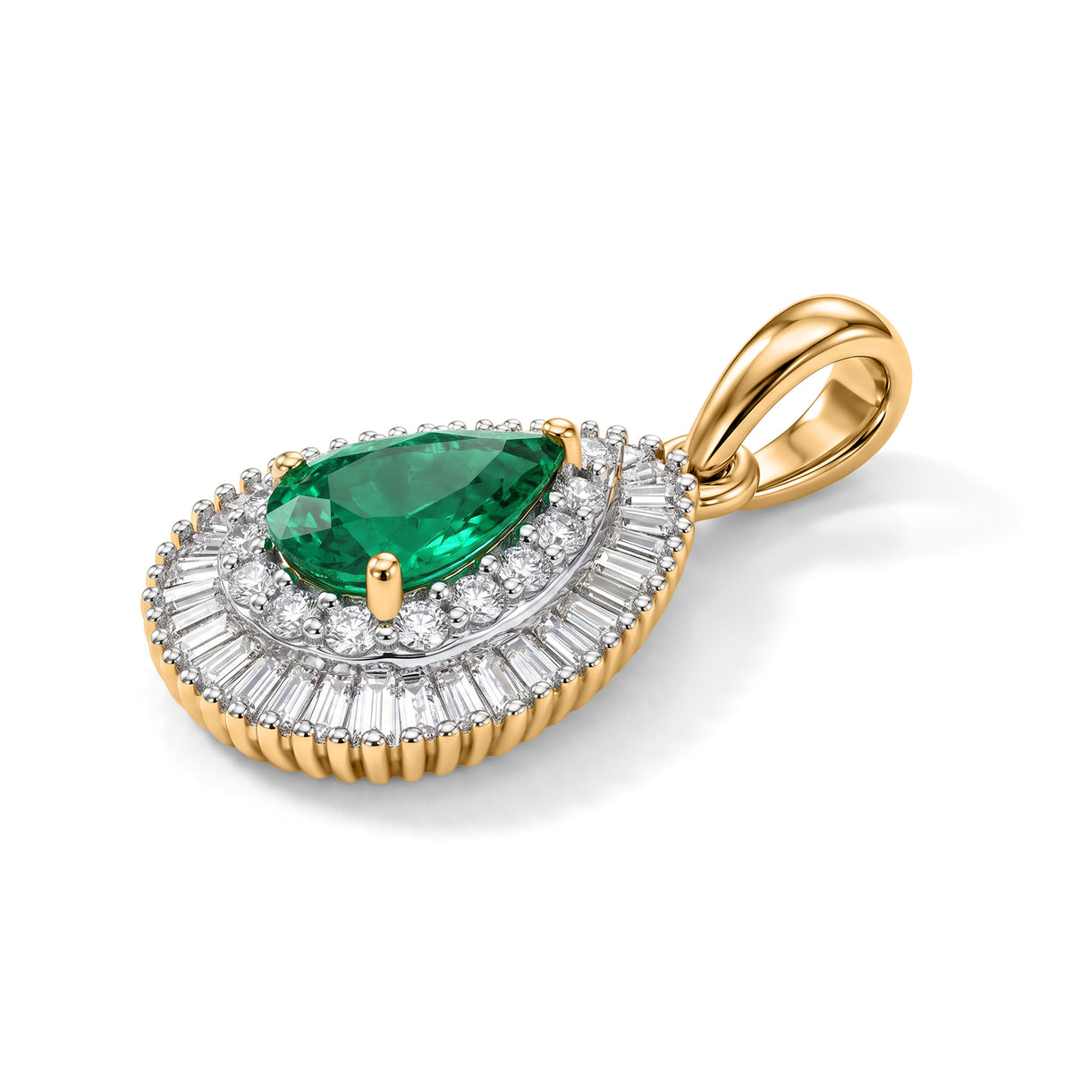 ONE TIME ONLY - 9K Yellow Gold AAA Colombian Emerald &amp; Natural White Diamond Halo Pendant 1.00 Ct. 8664523 4
