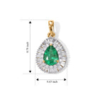 9K Yellow Gold AAA Colombian Emerald & Natural White Diamond Halo Pendant 0.95 Ct._8664523_4