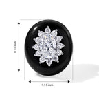 D'Joy - Black Jade & Moissanite Floral Design Earring with Push Back in Rhodium Overlay Sterling Silver 12.10 Ct._8664594_4