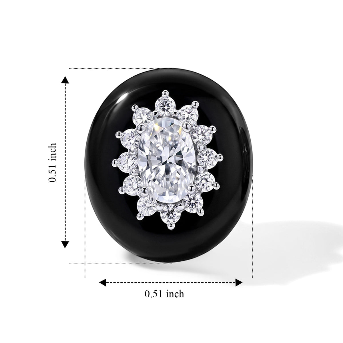 D'Joy - Black Jade &amp; Moissanite Floral Design Earring with Push Back in Rhodium Overlay Sterling Silver 12.10 Ct. 8664594 5