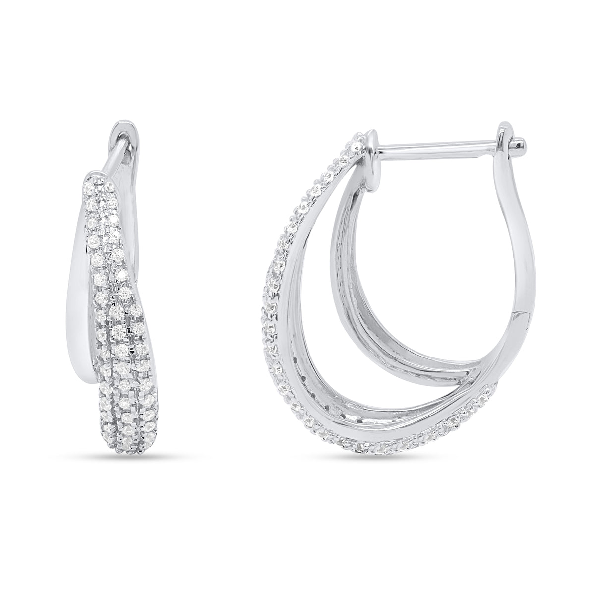 14K White Gold Diamond Hoop Earring 0.75 Ct, Gold Wt. 5.00 Gms_8664696