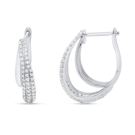 14K White Gold Diamond Hoop Earring 0.75 Ct, Gold Wt. 5.00 Gms V32653705 1