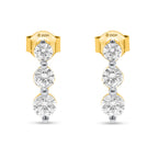 14K Yellow Gold White Diamond (I3/G-H) Trilogy Earring with Push Back 1.00 Ct._8664697_1