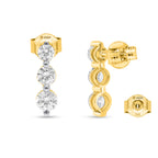14K Yellow Gold White Diamond (I3/G-H) Trilogy Earring with Push Back 1.00 Ct._8664697_2