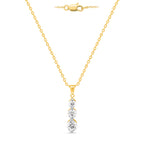 14K Yellow Gold White Diamond (I3/G-H) Adjustable Pendant with Chain (Size - 18/20) - 0.50 Ct._8664698