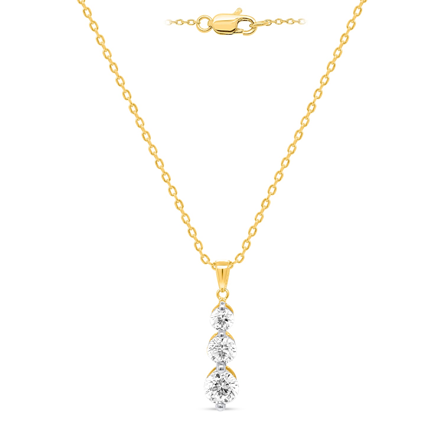 14K Yellow Gold White Diamond (I3/G-H) Adjustable Pendant with Chain (Size - 18/20) - 0.50 Ct. 8664698 0