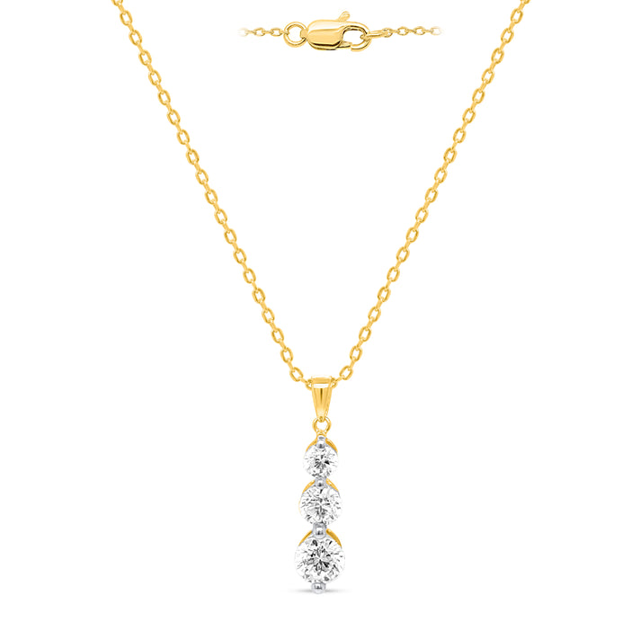 14K Yellow Gold White Diamond (I3/G-H) Adjustable Pendant with Chain (Size - 18/20) - 0.50 Ct. 8664698 1