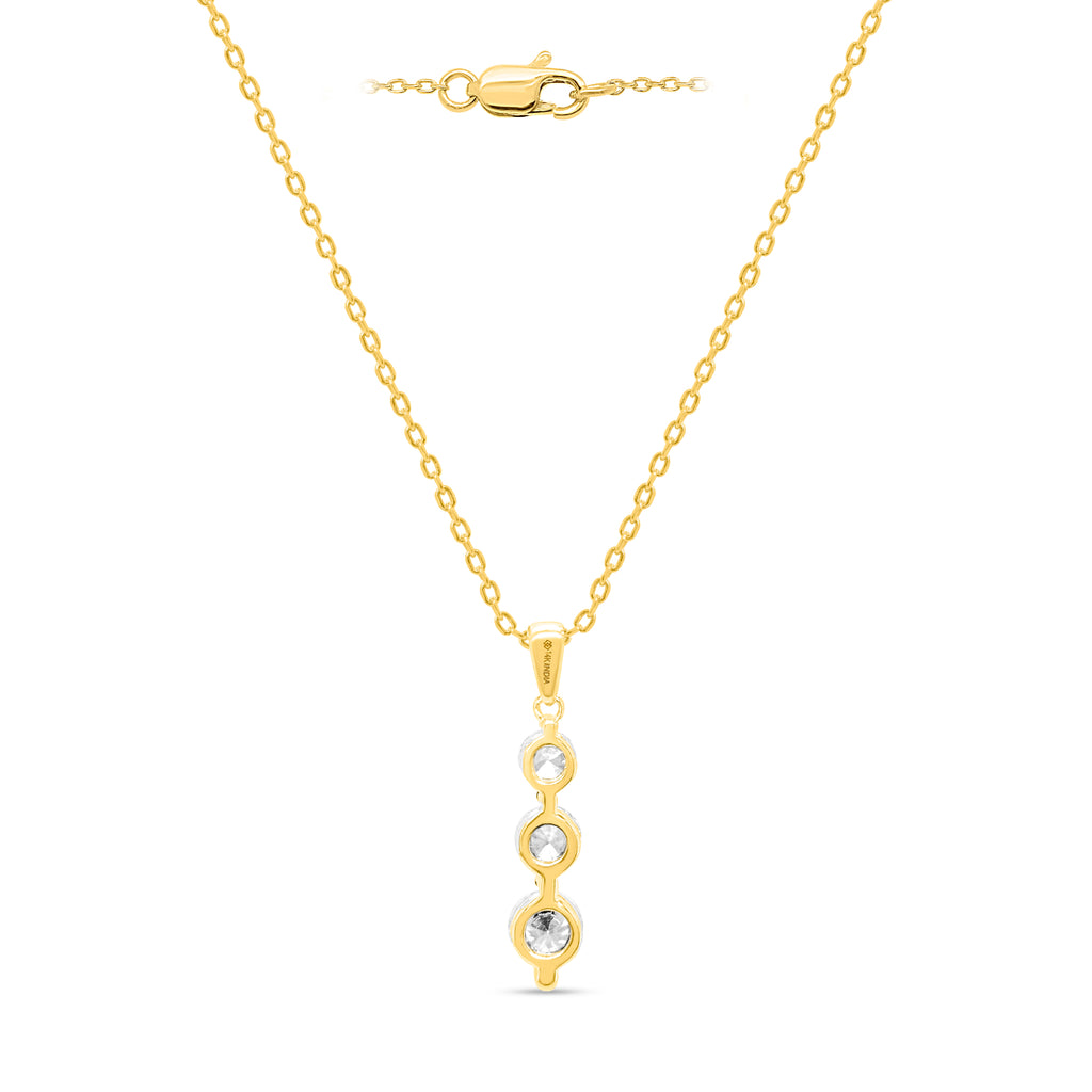 14K Yellow Gold White Diamond (I3/G-H) Adjustable Pendant with Chain (Size - 18/20) - 0.50 Ct._8664698_1