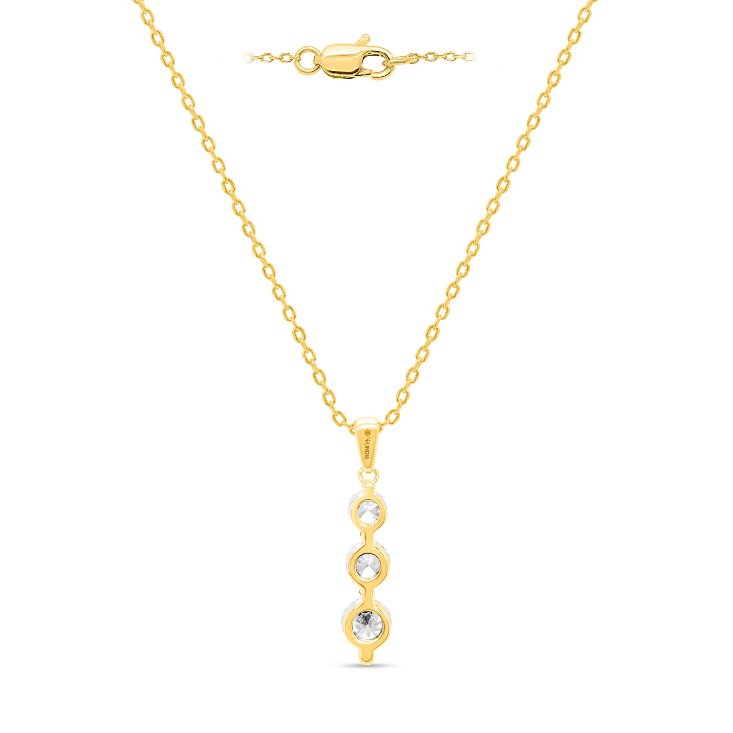 14K Yellow Gold White Diamond (I3/G-H) Adjustable Pendant with Chain (Size - 18/20) - 0.50 Ct. 8664698 1