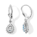 D'Joy - Blue Zircon & White Zircon Halo Earring with Lever Back in Rhodium Overlay Sterling Silver 1.70 Ct._8664790_3