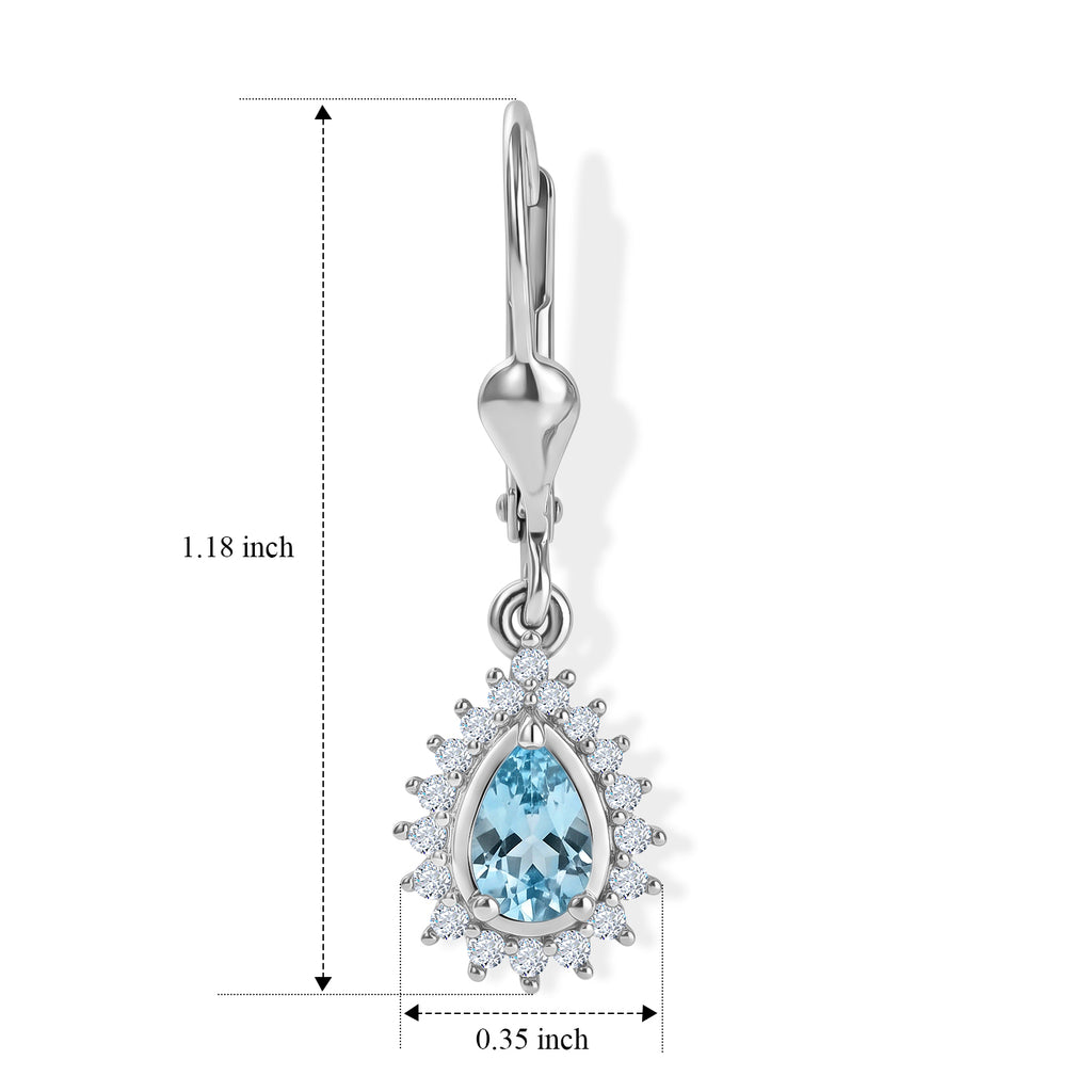 D'Joy - Blue Zircon & White Zircon Halo Earring with Lever Back in Rhodium Overlay Sterling Silver 1.70 Ct._8664790_4