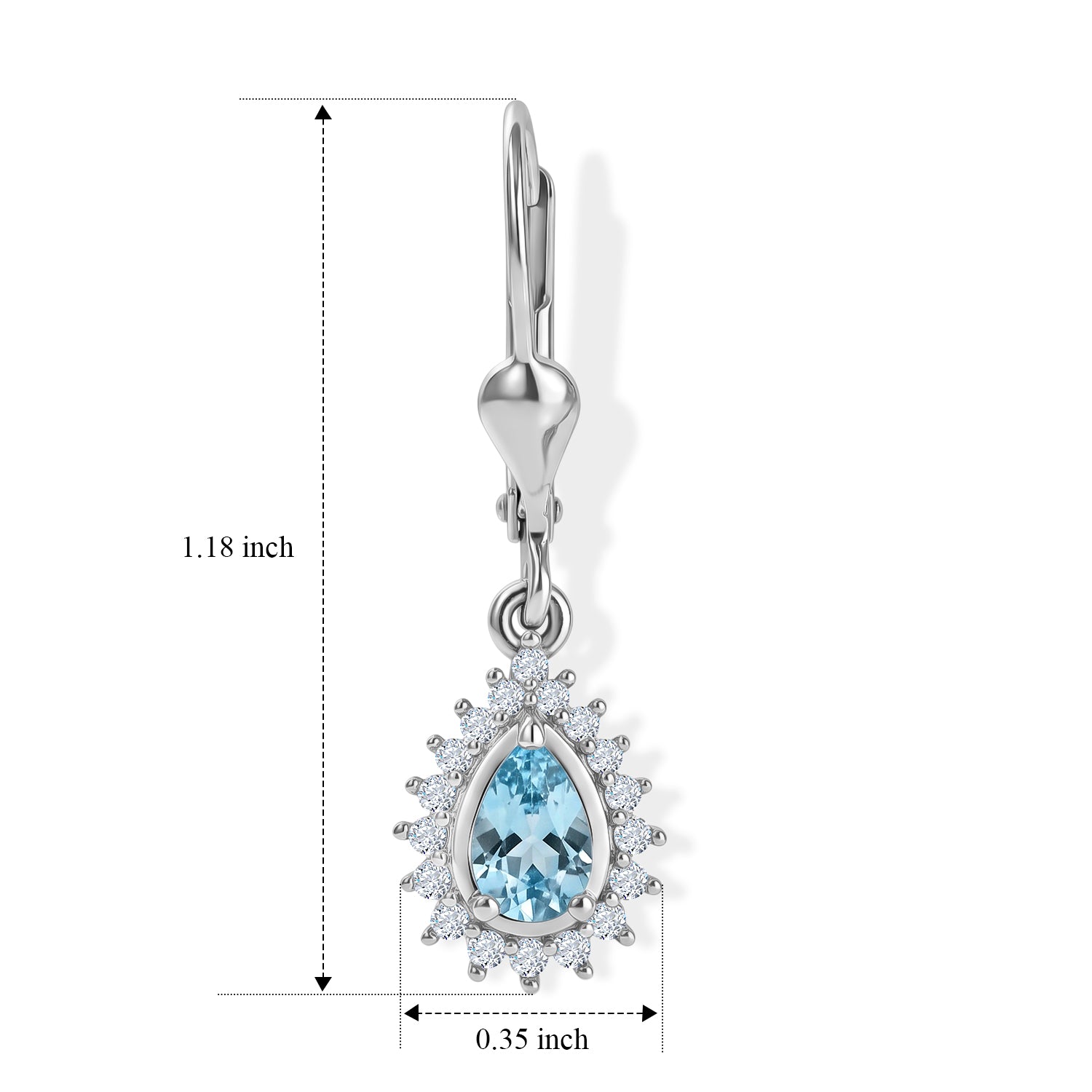 D'Joy - AAA RatanakirI Blue Zircon &amp; White Zircon Halo Earring with Lever Back in Rhodium Overlay Sterling Silver 1.70 Ct. V32512979 5