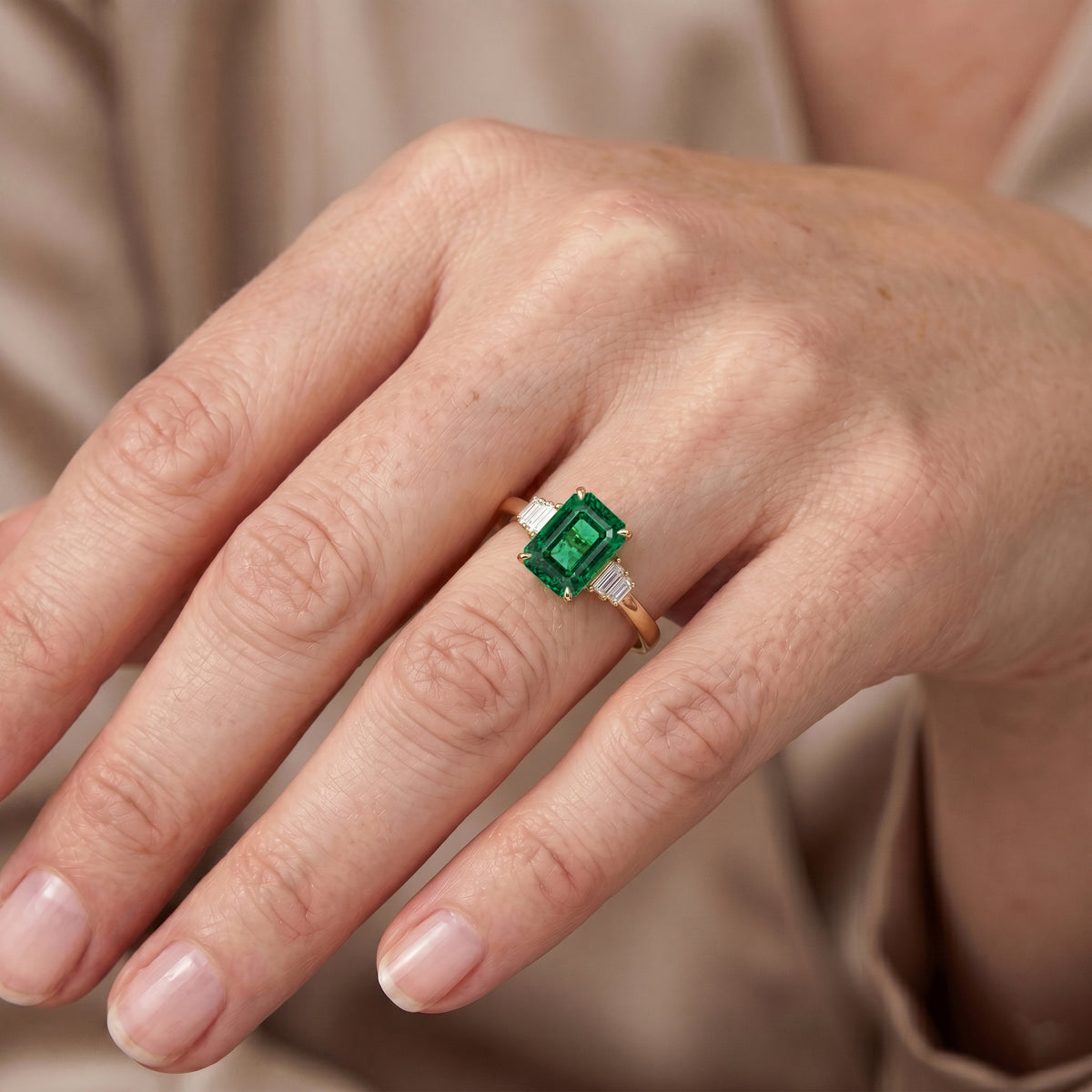 Luxoro 14K Yellow Gold AAA Gemfields Zambian Emerald &amp; Natural Diamond Ring 2.50 Ct. V32499860 2