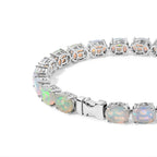 D'Joy Ethiopian Opal Bracelet (Size - 7.5) in Rhodium OverlaySterling Silver, Silver Wt.14.5 Gms  21.223  Ct._8664810_3