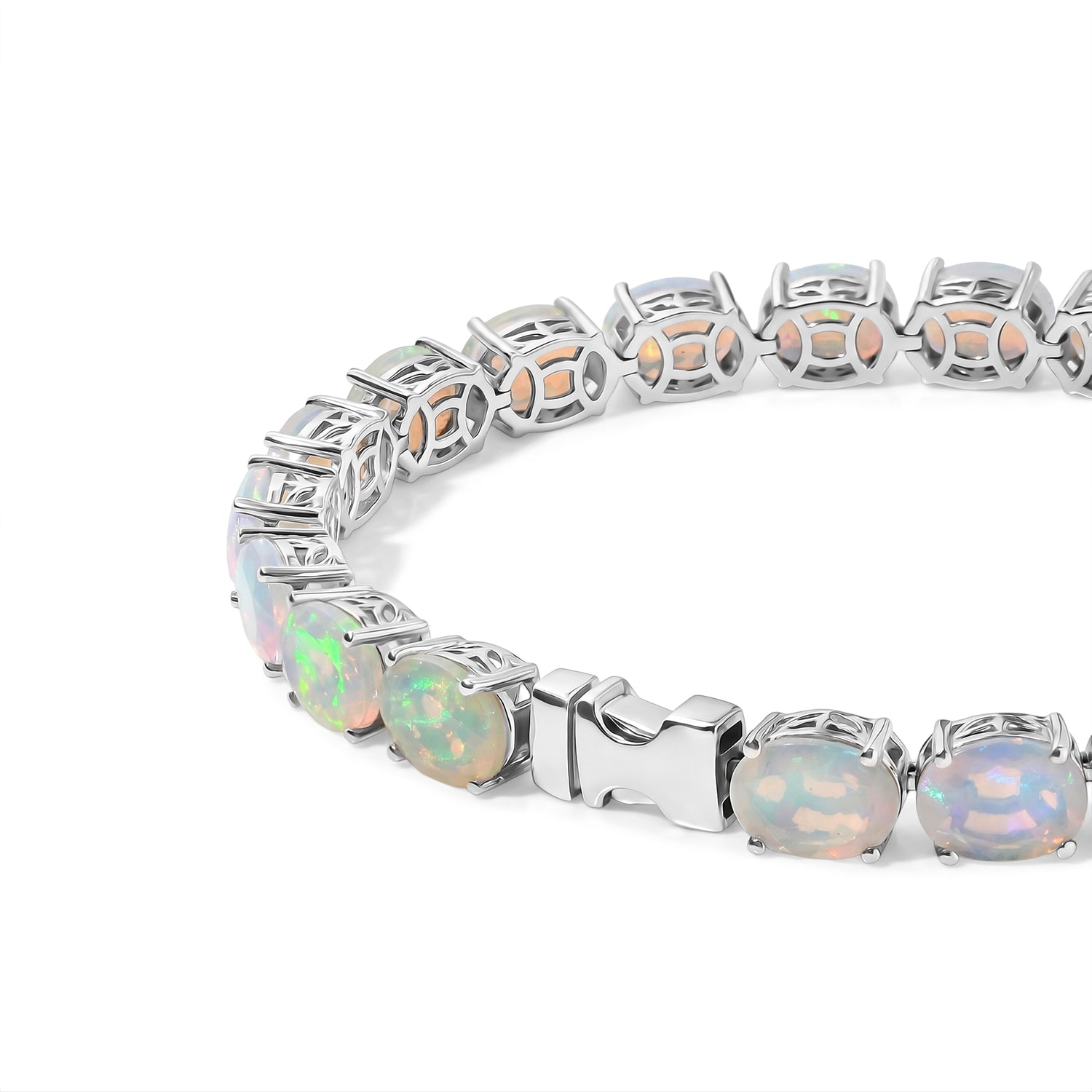 ULTIMATE BRACELET DEAL - AAAA Ethiopian Opal Tennis Bracelet (Size - 7.5) in Rhodium Overlay Sterling Silver 21.23 Ct. 8664810 4