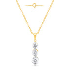 14K Yellow Gold White Diamond (I3/G-H) Adjustable Trilogy Pendant with Chain (Size - 18/20) 1.00 Ct._8664879