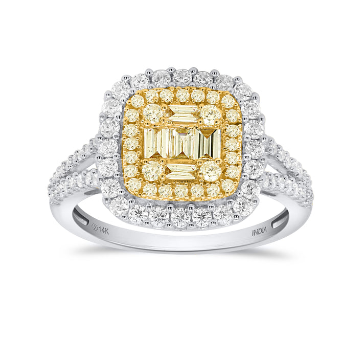 14K White Gold - Natural White Diamond (I3-G-H) &amp; Yellow Diamond Ring 1.00 Ct, Gold Wt. 3.60 Gms 8664949 2