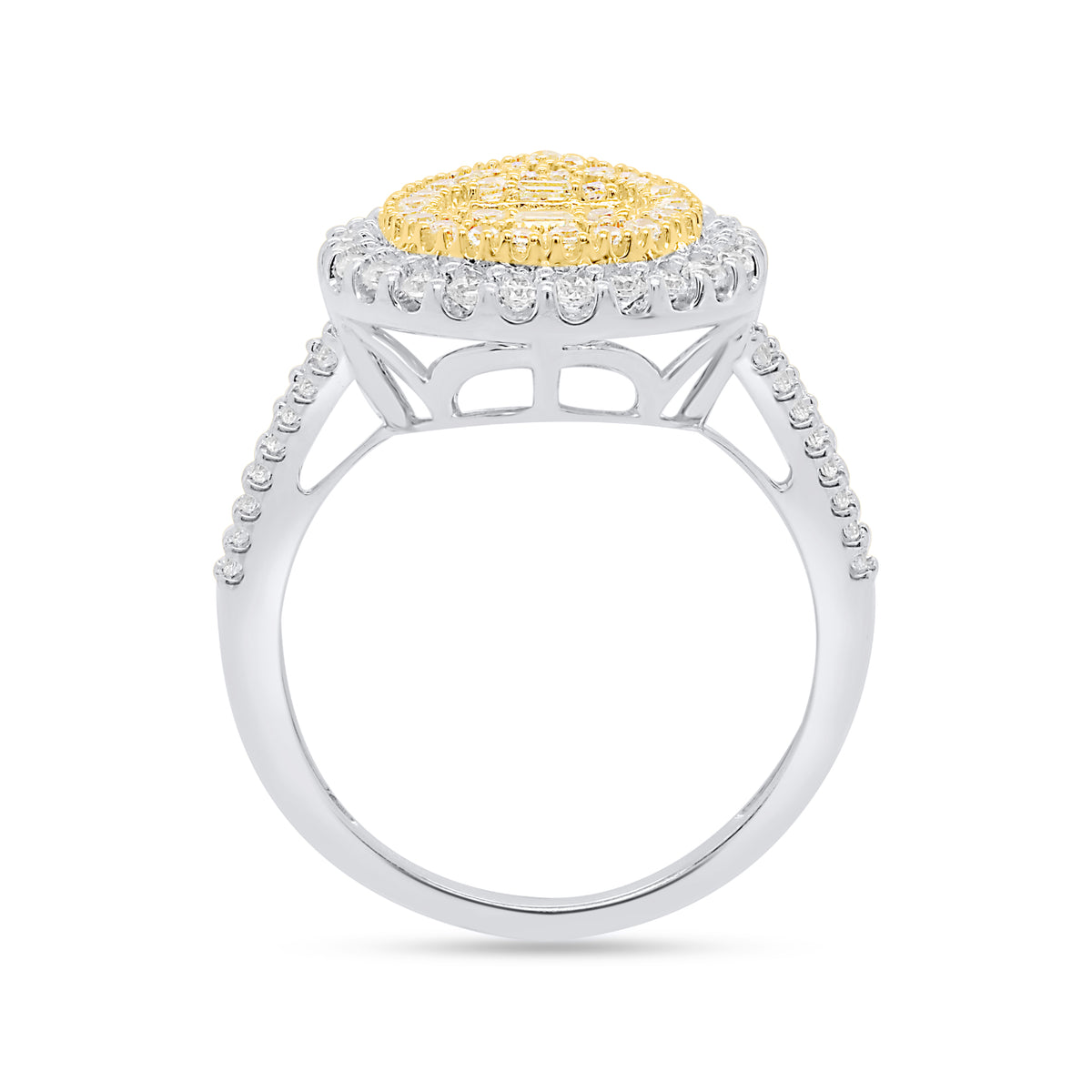 14K White Gold - Natural White Diamond (I3/G-H) &amp; Yellow Diamond Ring 1.00 Ct, Gold Wt. 3.50 Gms V32640217 3