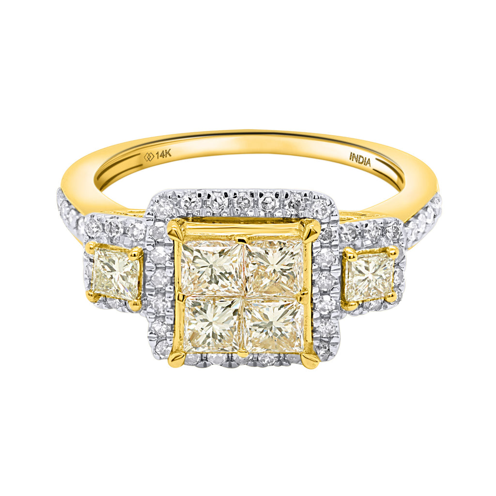 14K Yellow Gold - Natural White Diamond & Yellow Diamond Ring_8665315