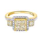 14K Yellow Gold - Natural White Diamond & Yellow Diamond Ring_8665315