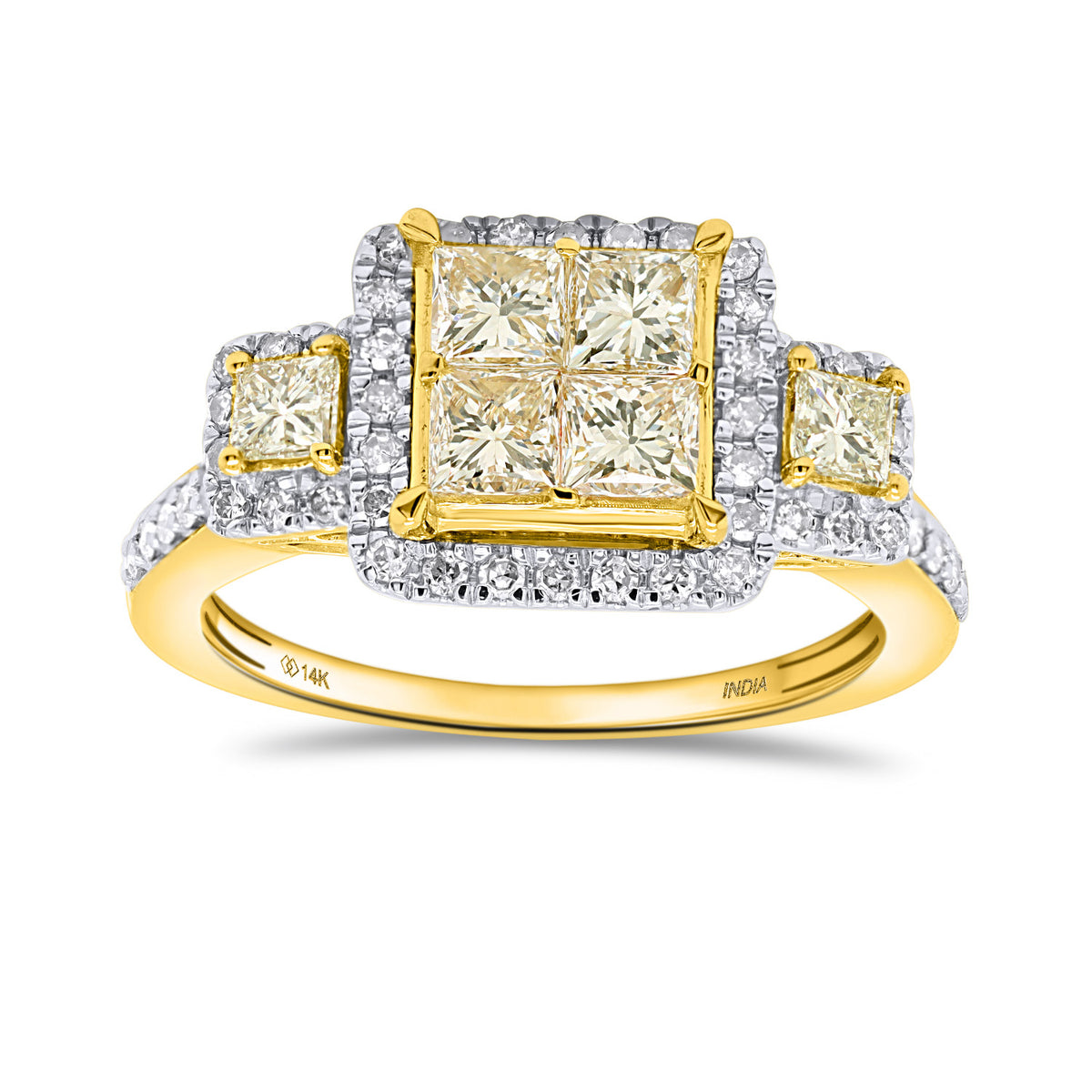 14K Yellow Gold - Natural White Diamond &amp; Yellow Diamond Ring 8665315 1