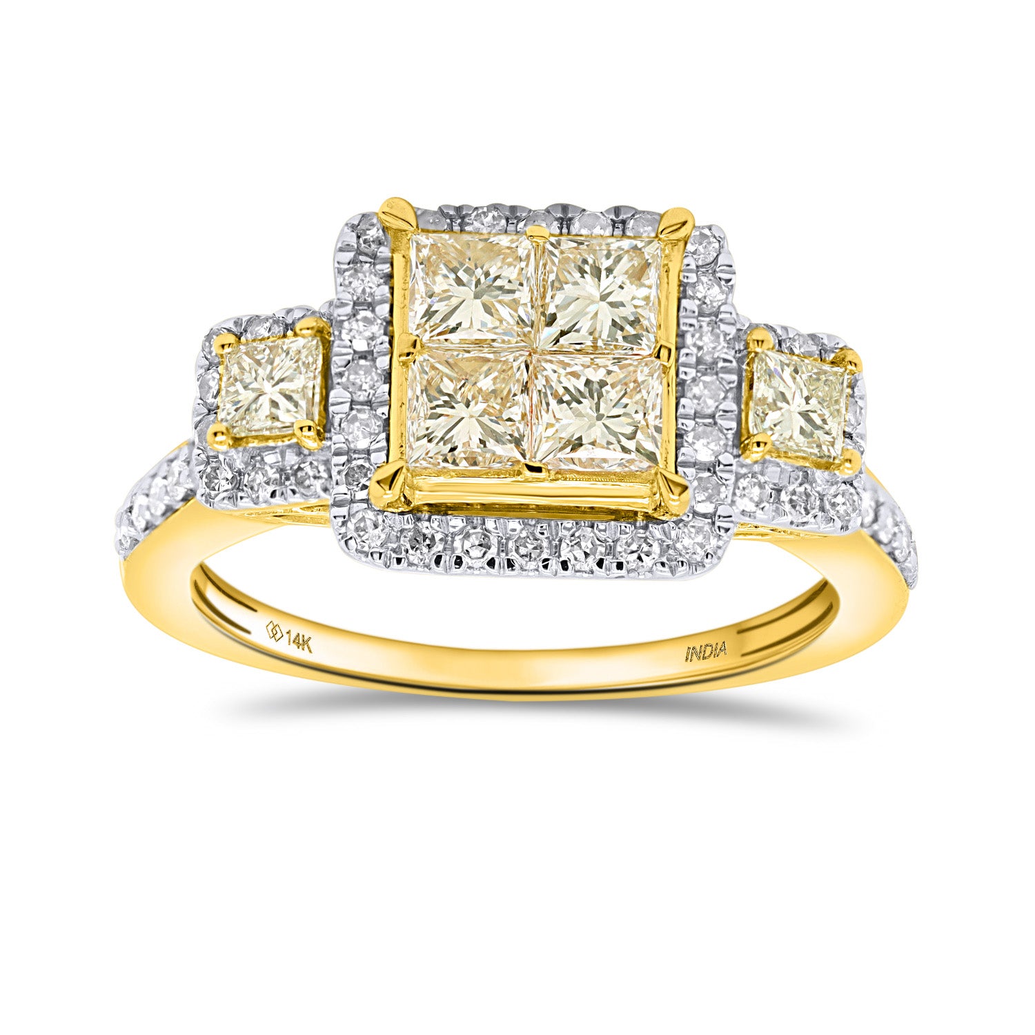 14K Yellow Gold - Natural White Diamond &amp; Yellow Diamond Ring 8665315 1