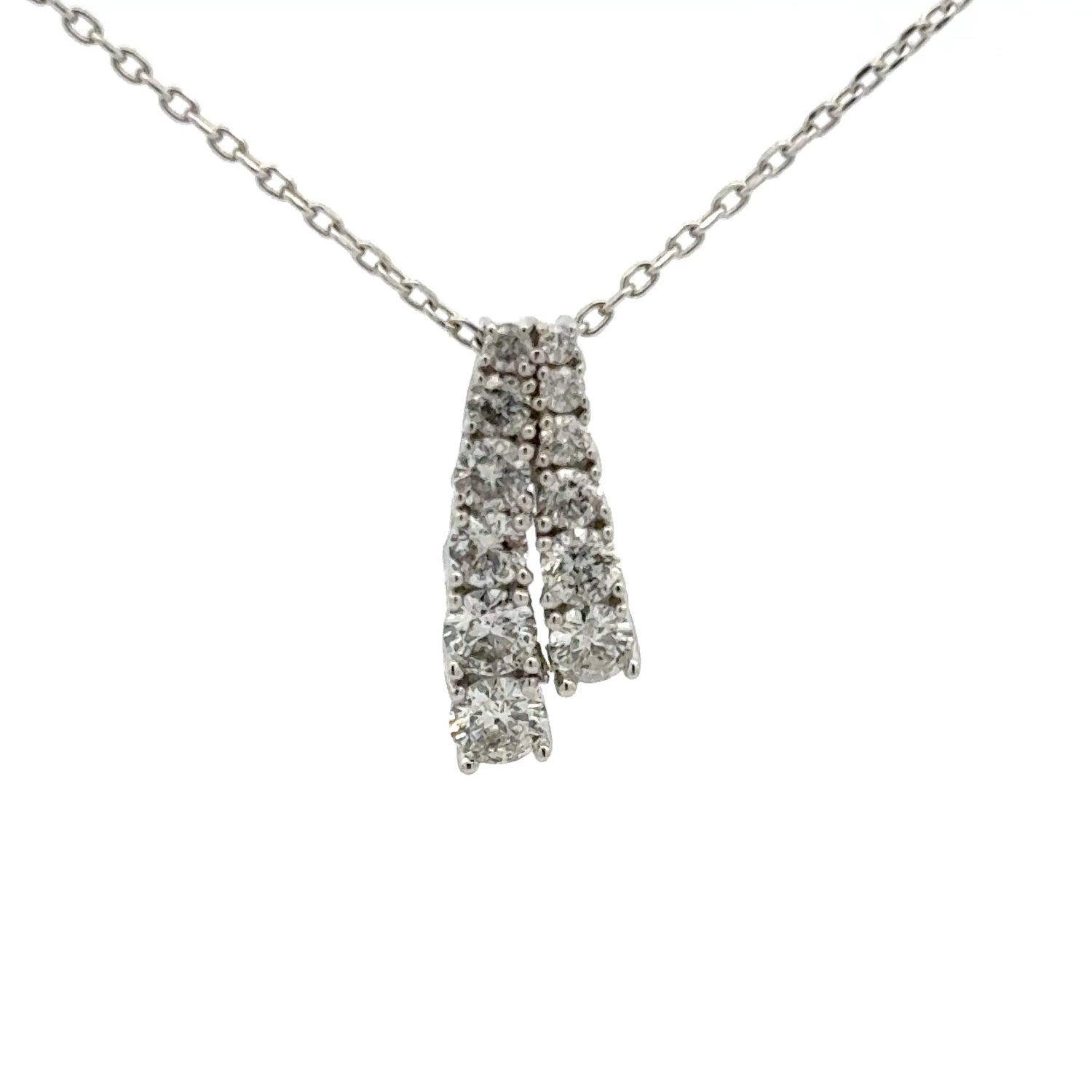 14K White Gold Diamond Adjustable Pendant with Chain (Size - 16/18) 0.75 Ct, Gold Wt. 3.50 Gms 8665347 0