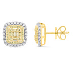 14K Yellow Gold - Natural White Diamond & Yellow Diamond Push Back Earring 0.50 Ct, Gold Wt. 2.80 Gms_8665365