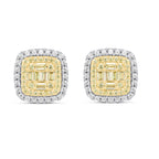 14K Yellow Gold - Natural White Diamond & Yellow Diamond Push Back Earring 0.50 Ct, Gold Wt. 2.80 Gms_8665365_1