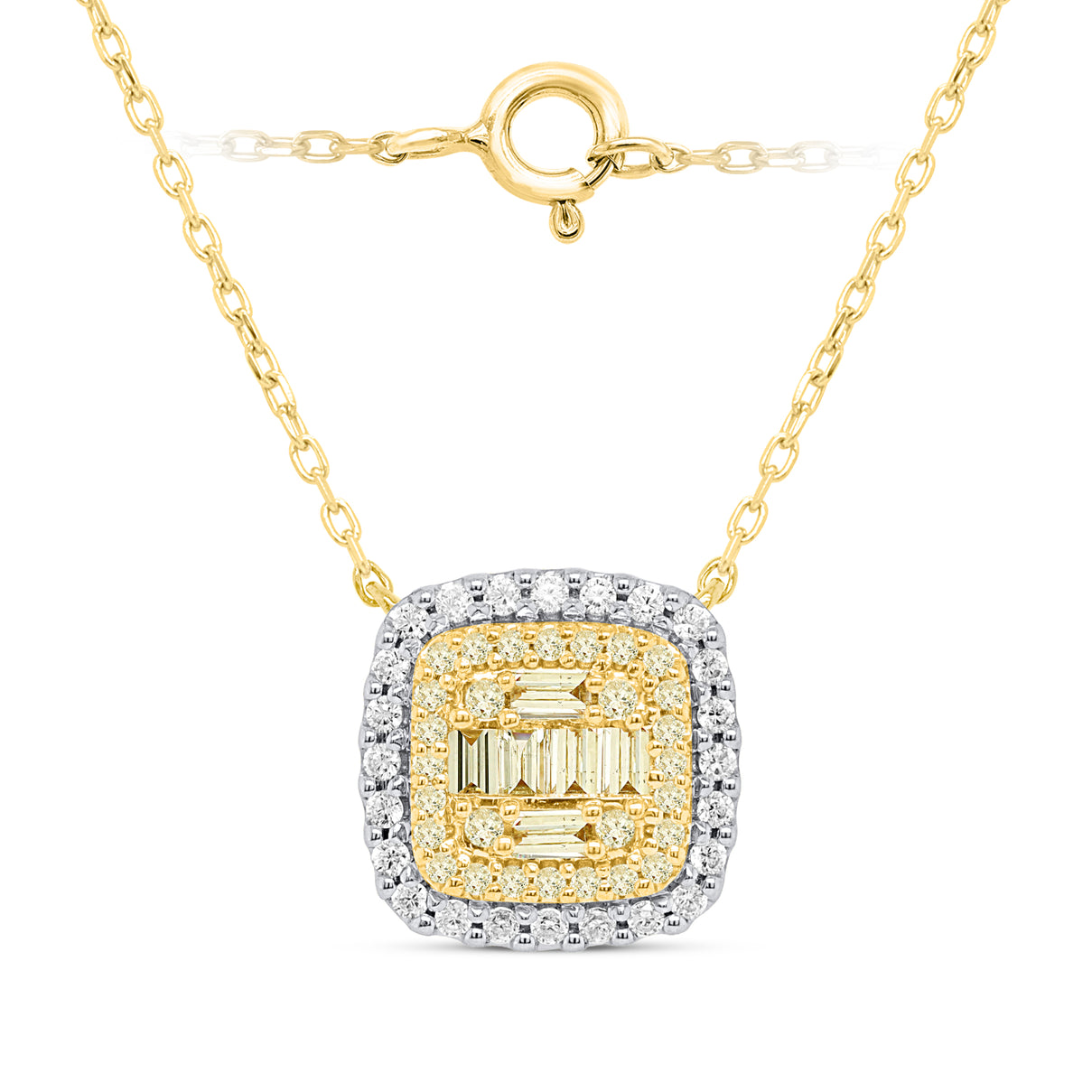 14K Yellow Gold White Diamond Necklace (Size - 18) 0.50 Ct, Gold Wt. 3.50 Gms 8665382 0