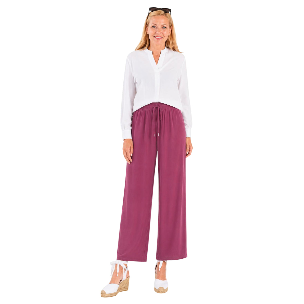 Pure And Natural Relaxed Fit Trousers With 27Inch Inside Leg (Size M/L, 14-16) - Purple V32702099 0
