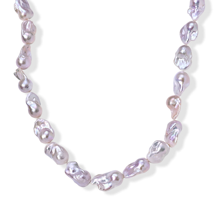 Rare Size AAA Top Lustre Baroque Pearl Necklace (Size - 20) with Magnetic Clasp in Rhodium Overlay Sterling Silver 500 cts 8666175 1