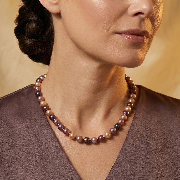 AAAA Rare Size Multi Color Edison Pearl (9-11mm) Beads Necklace (Size - 20) with Magnetic Clasp in Yellow Gold Plated Sterling Silver 300.00 Ct. 8666178 2