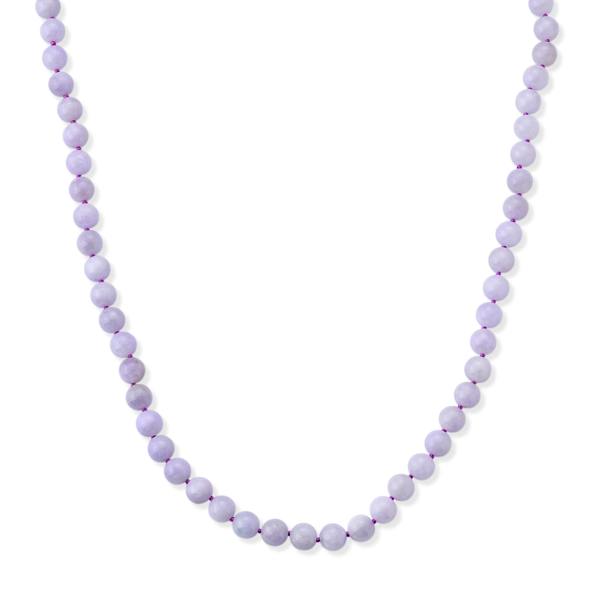 Extremely Rare Natural Burmese Lavender Jade Beads Necklace (Size - 20) with Magnetic Ball Clasp in Rhodium Overlay Sterling Silver 380.00 Ct. 8666202 0