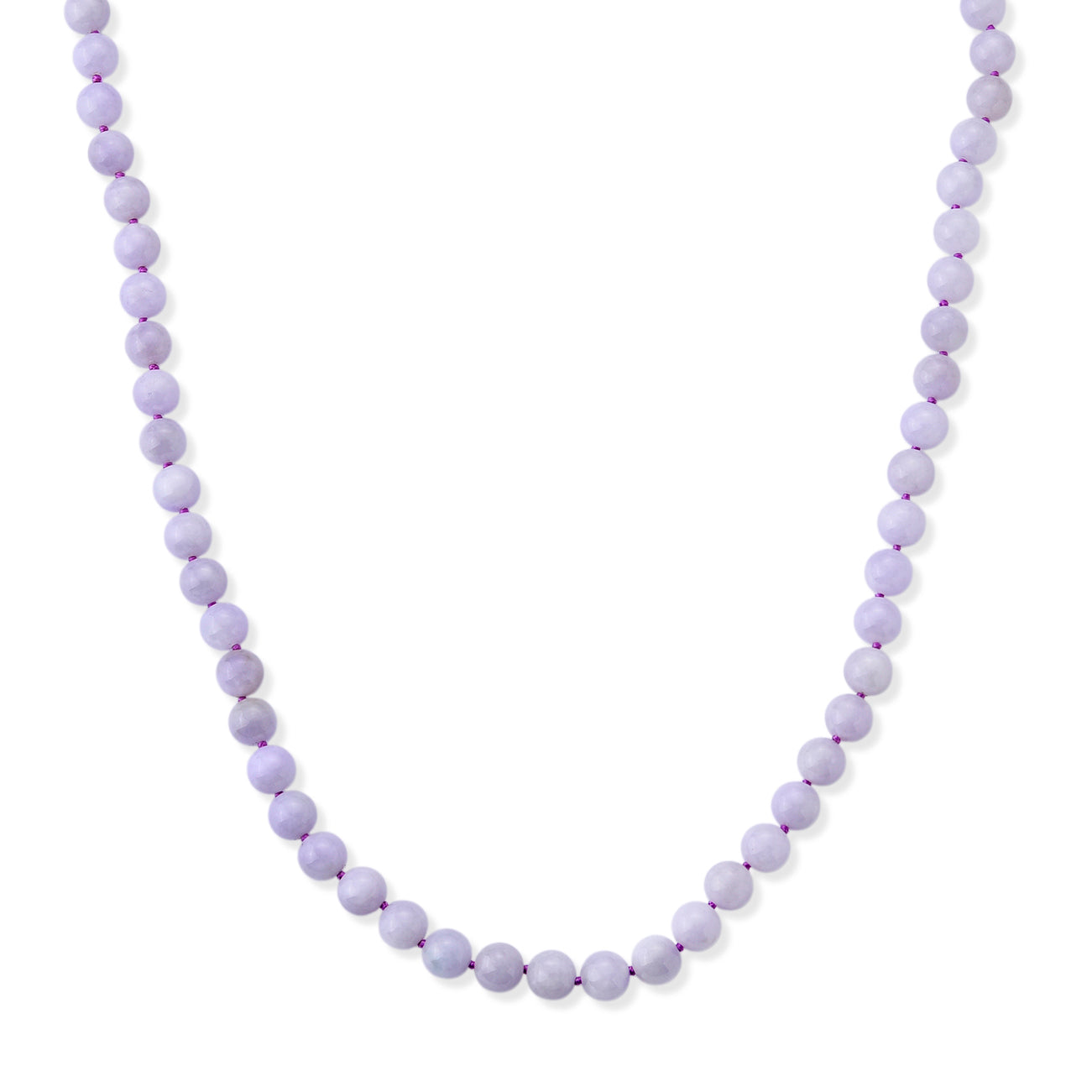 Extremely Rare Natural Burmese Lavender Jade Beads Necklace (Size - 20) with Magnetic Ball Clasp in Rhodium Overlay Sterling Silver 380.00 Ct. 8666202 0