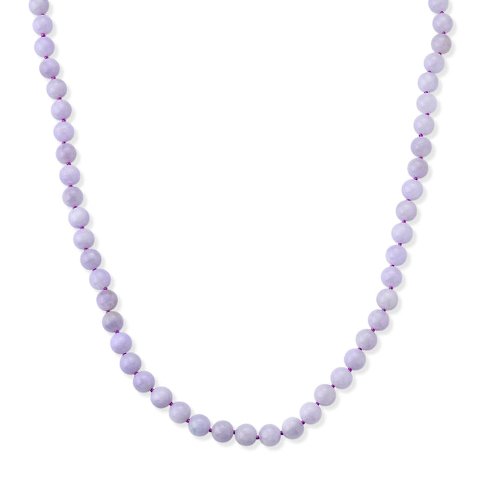 Extremely Rare Natural Burmese Lavender Jade Beads Necklace (Size - 20) with Magnetic Ball Clasp in Rhodium Overlay Sterling Silver 380.00 Ct. 8666202 1