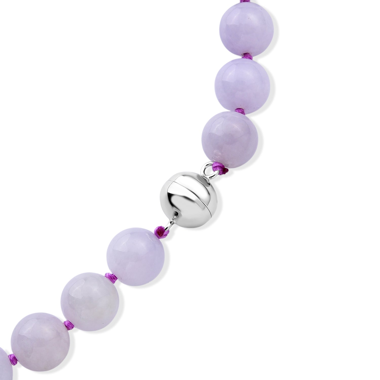 Extremely Rare Natural Burmese Lavender Jade Beads Necklace (Size - 20) with Magnetic Ball Clasp in Rhodium Overlay Sterling Silver 380.00 Ct. 8666202 4