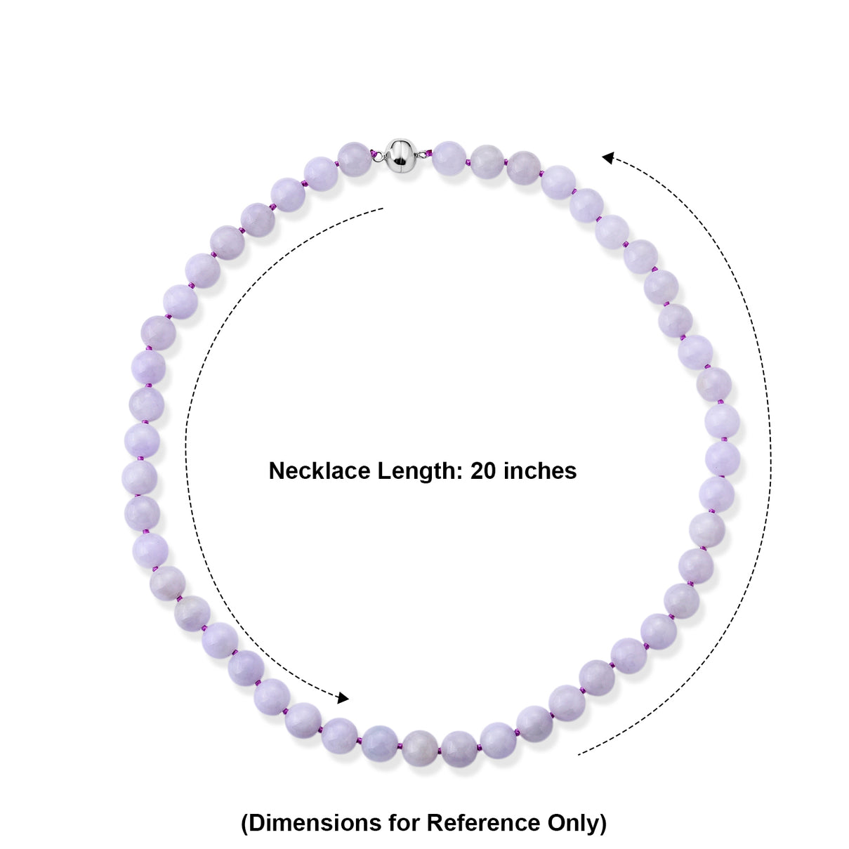 Extremely Rare Natural Burmese Lavender Jade Beads Necklace (Size - 20) with Magnetic Ball Clasp in Rhodium Overlay Sterling Silver 380.00 Ct. 8666202 5