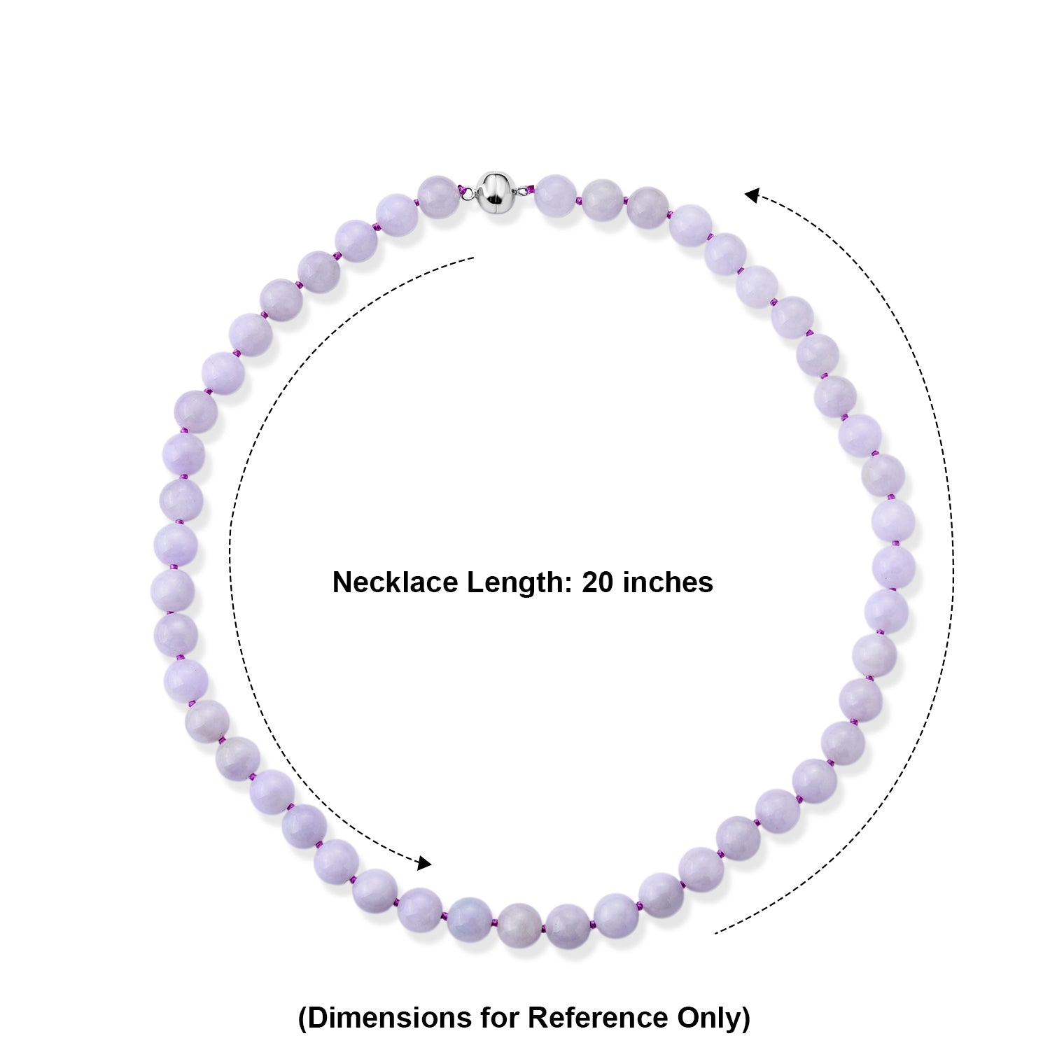 Extremely Rare Natural Burmese Lavender Jade Beads Necklace (Size - 20) with Magnetic Ball Clasp in Rhodium Overlay Sterling Silver 380.00 Ct. 8666202 5