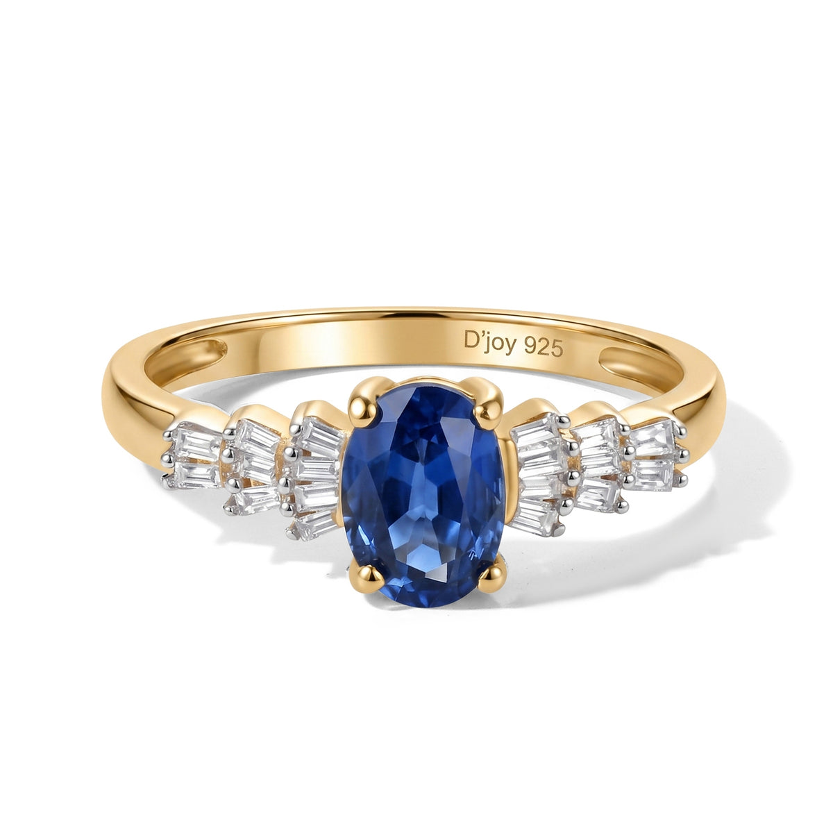 D'Joy - AAA Natural Kashmir Kyanite &amp; White Diamond Ballerina Ring in Yellow Gold Plated Sterling Silver 1.13 Ct. V32518639 0
