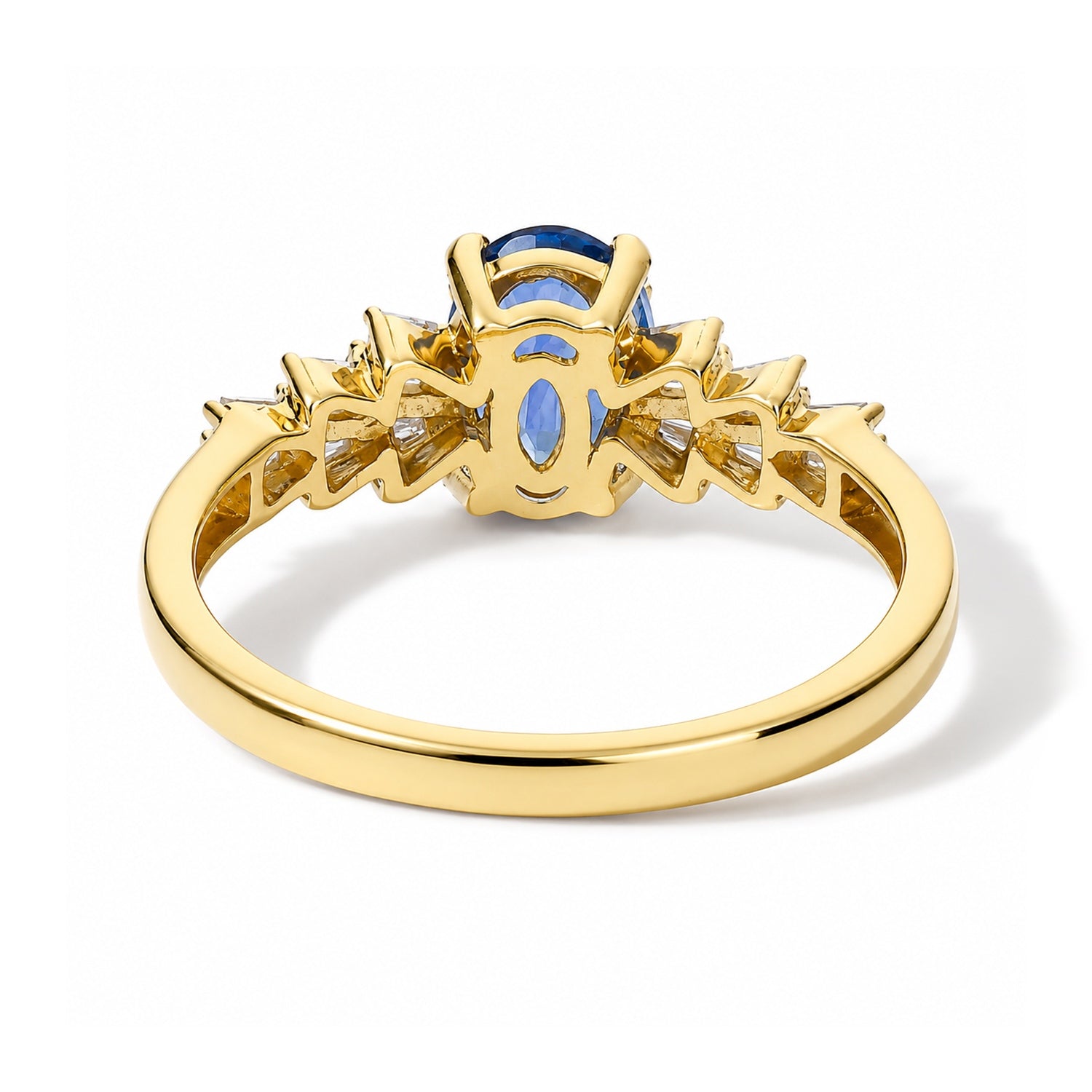D'Joy - AAA Natural Kashmir Kyanite &amp; White Diamond Ballerina Ring in Yellow Gold Plated Sterling Silver 1.13 Ct. V32518639 5