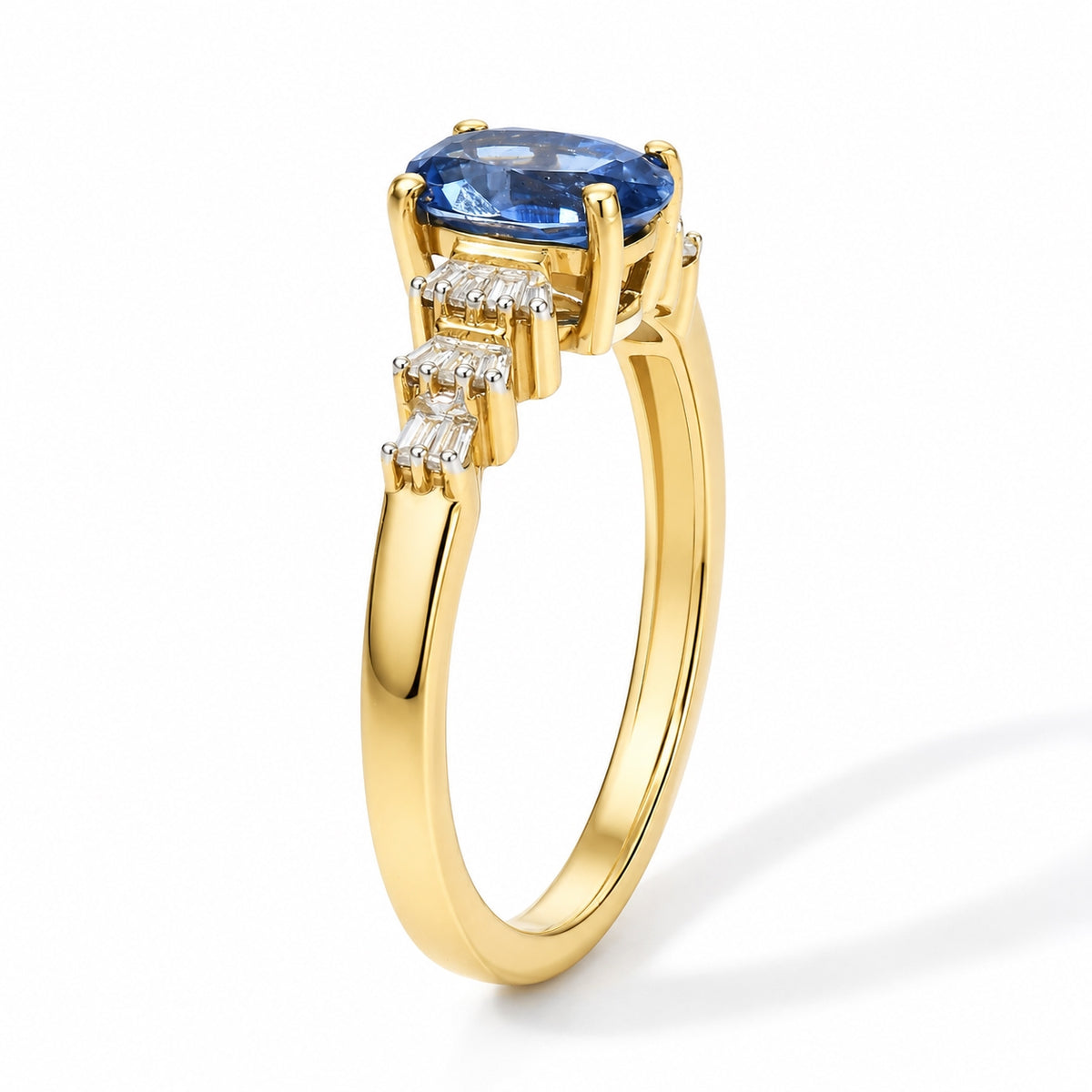 D'Joy - AAA Natural Kashmir Kyanite &amp; White Diamond Ballerina Ring in Yellow Gold Plated Sterling Silver 1.13 Ct. V32608416 4