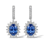 D'Joy - Kyanite & White Zircon Halo Earring with Push Post in Rhodium Overlay Sterling Silver 2.70 Ct._8666241