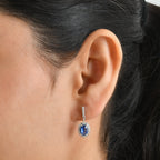 D'Joy - Kyanite & White Zircon Halo Earring with Push Post in Rhodium Overlay Sterling Silver 2.70 Ct._8666241_1