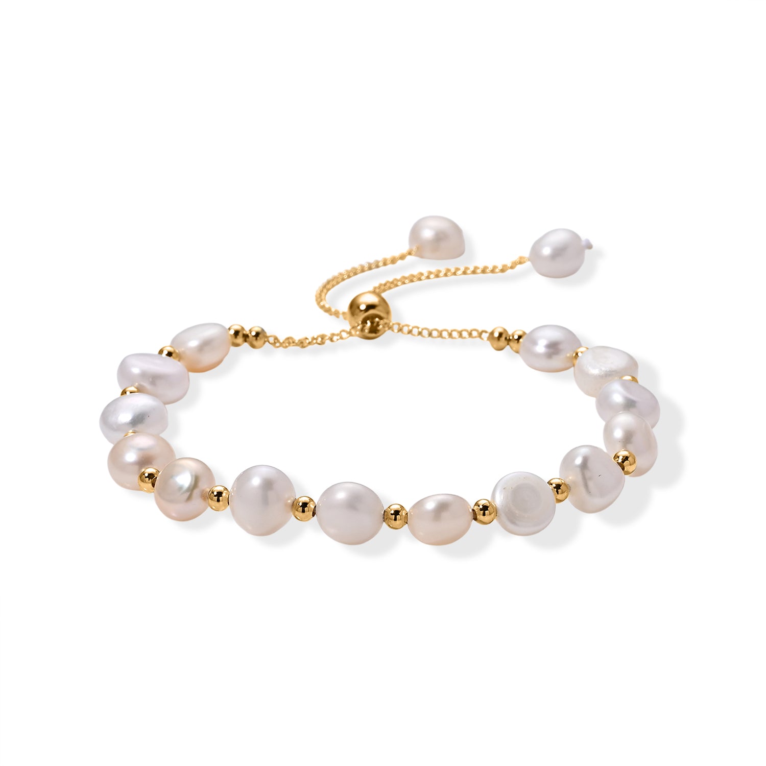 White Fresh Water Pearl Adjustable Beads Bracelet (Size - 6.5-9) V32521617 0