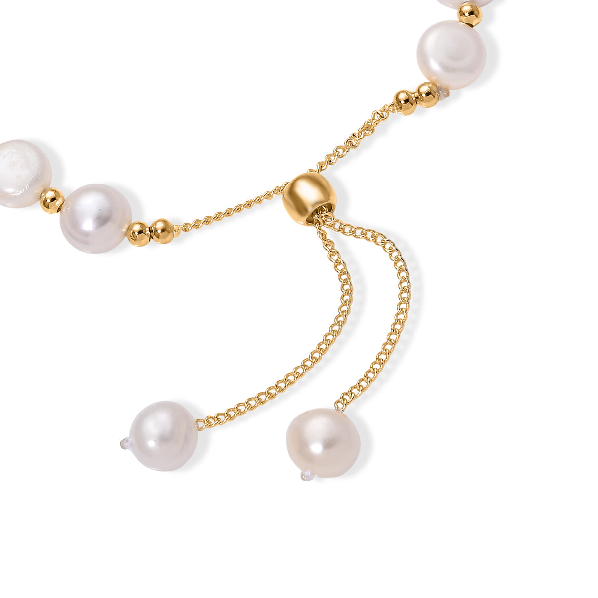 White Fresh Water Pearl Adjustable Beads Bracelet (Size - 6.5-9) V32521617 4