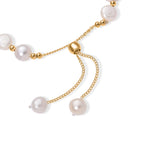 White Fresh Water Pearl Adjustable Beads Bracelet (Szie - 6.5-9) in Yellow Gold Tone 30.00 Ct._8666287_3