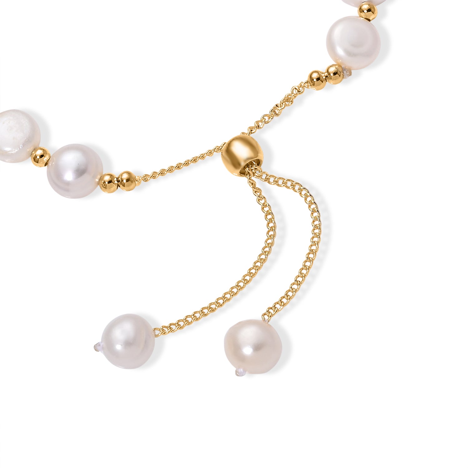White Fresh Water Pearl Adjustable Beads Bracelet (Size - 6.5-9) V32521617 4